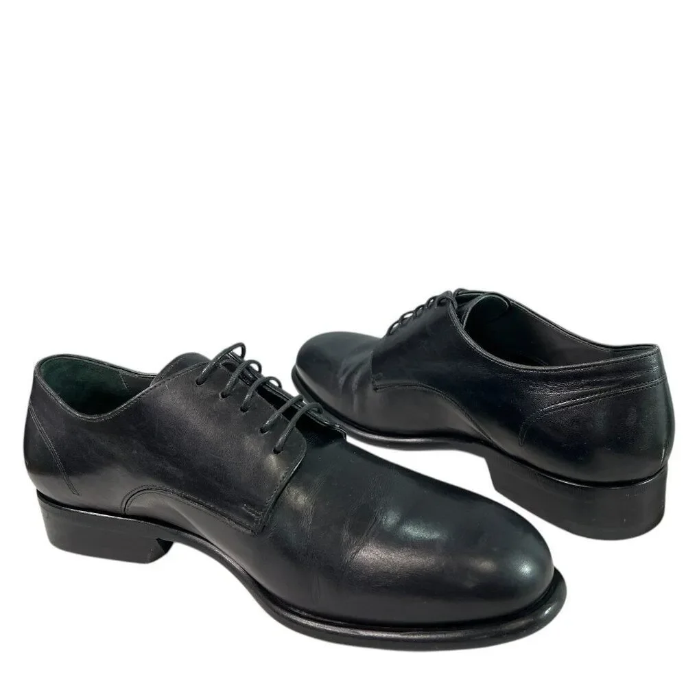 Lanvin Classic Black Leather Derby Shoes High Sheen UK Men's $890 Size 6, US 7M
